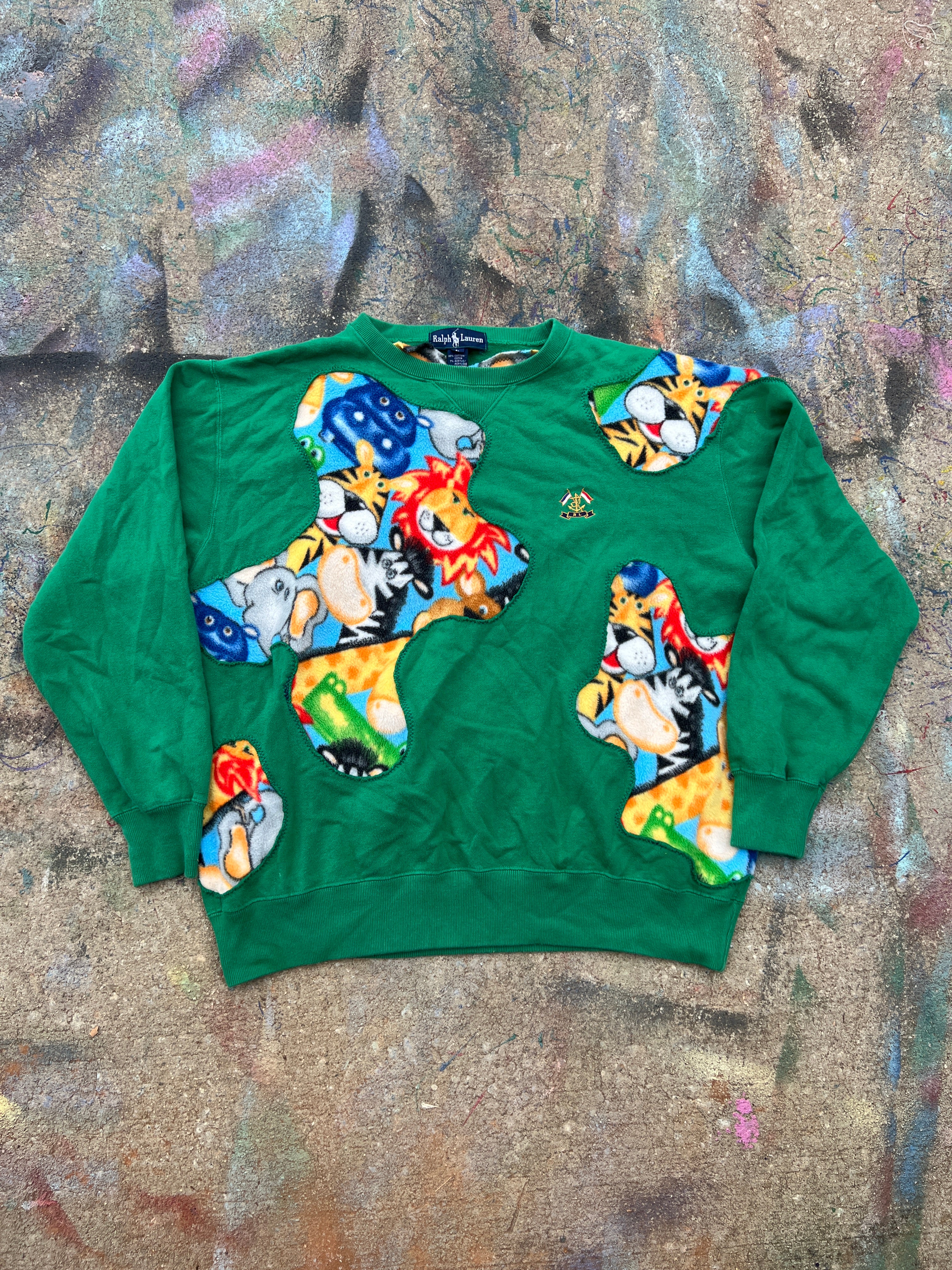 (L/S) Scab Patches Sweatshirt (Zoo Animals/Green)- L