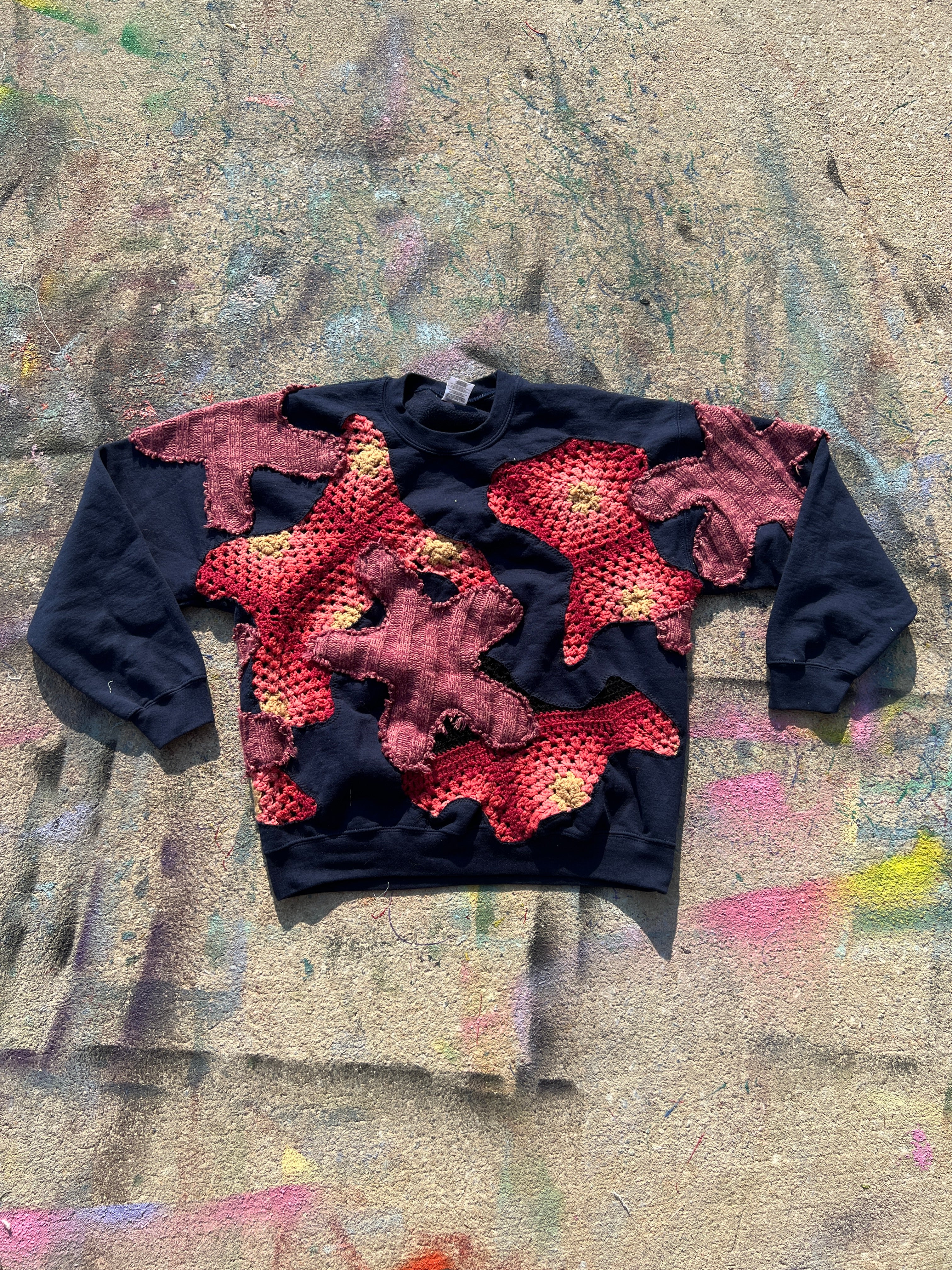 Starstruck Scab Patches Crewneck (Navy/Red/Plum)- XL
