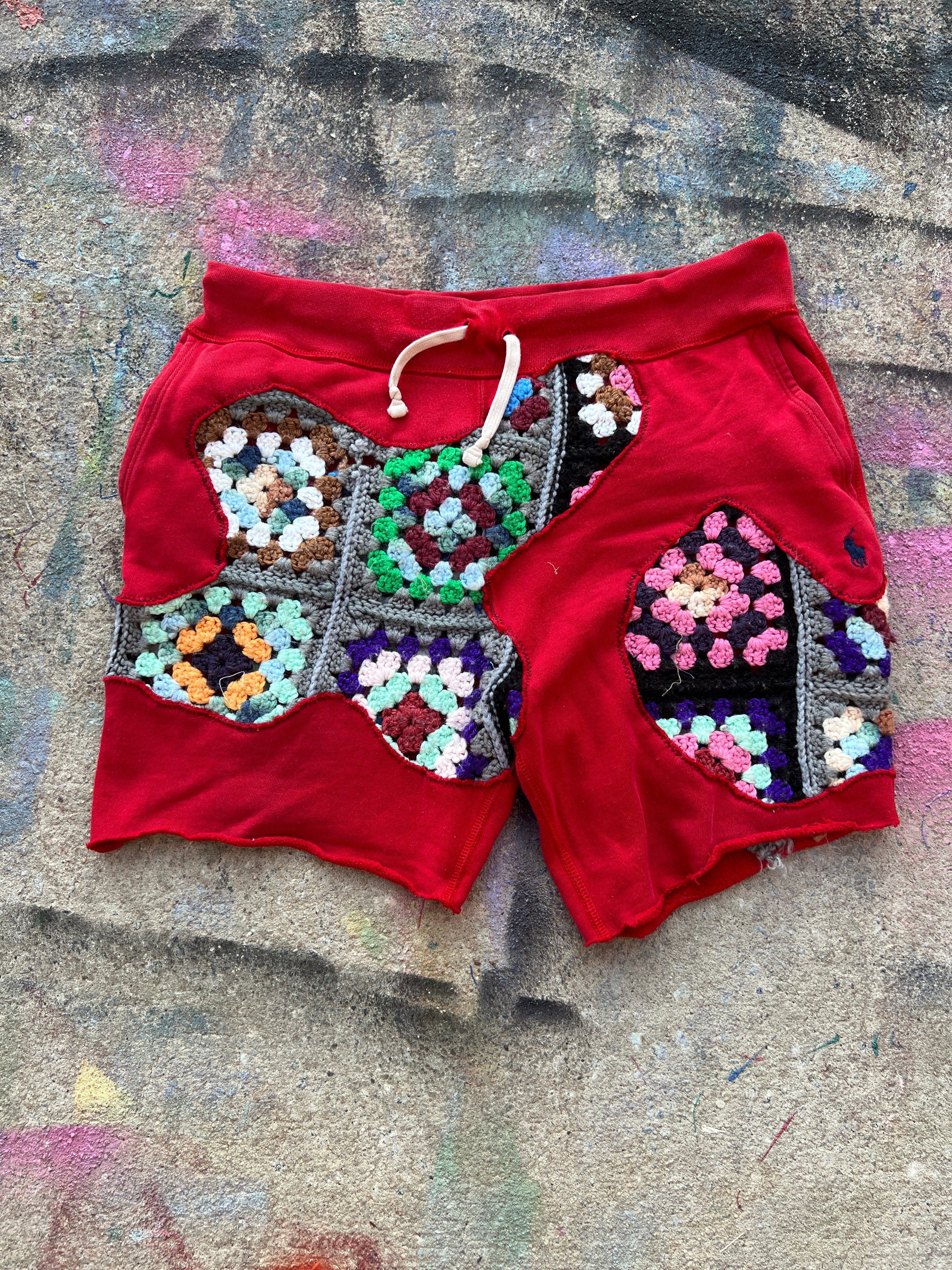 Scab Patch Sweatshorts (Red/Multicolor)- XL