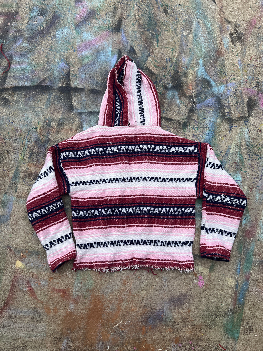 Pink/Navy Scratchwork Drug Rug Hoodie (M)
