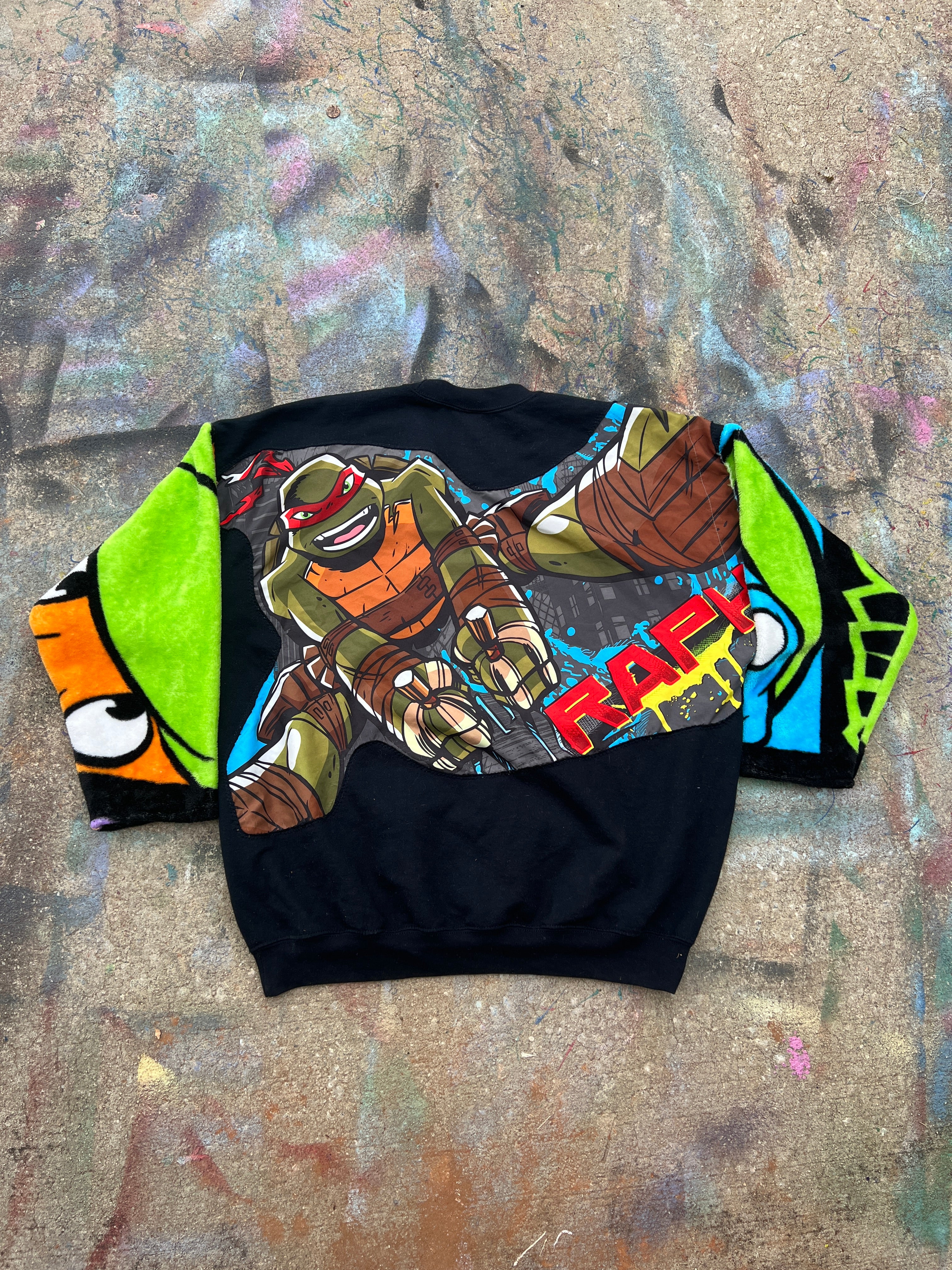 (L/S) TMNT Ralph and Leo See Through Split Sleeve Crewneck (XL Boxy)