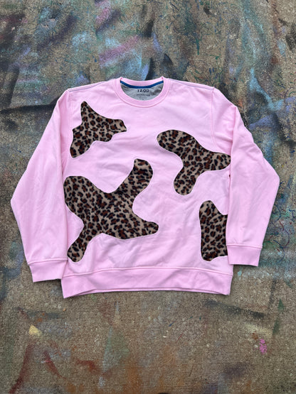 Scab Patches Crewneck (Cheetah/Pink)- XL