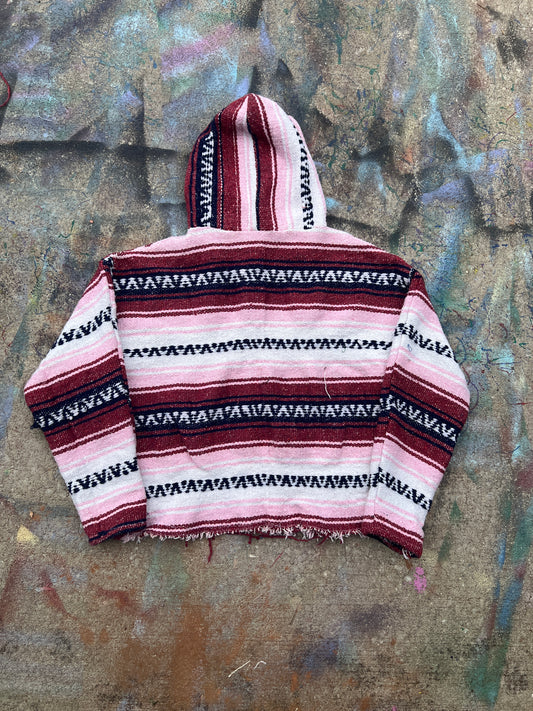 Pink/Navy Scratchwork Drug Rug Hoodie (M)