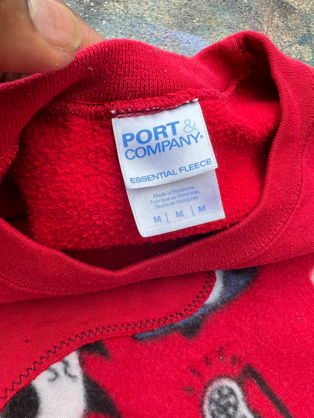 (L/S) Scab Patches Crewneck (Dog Jamming Out/Red)-M