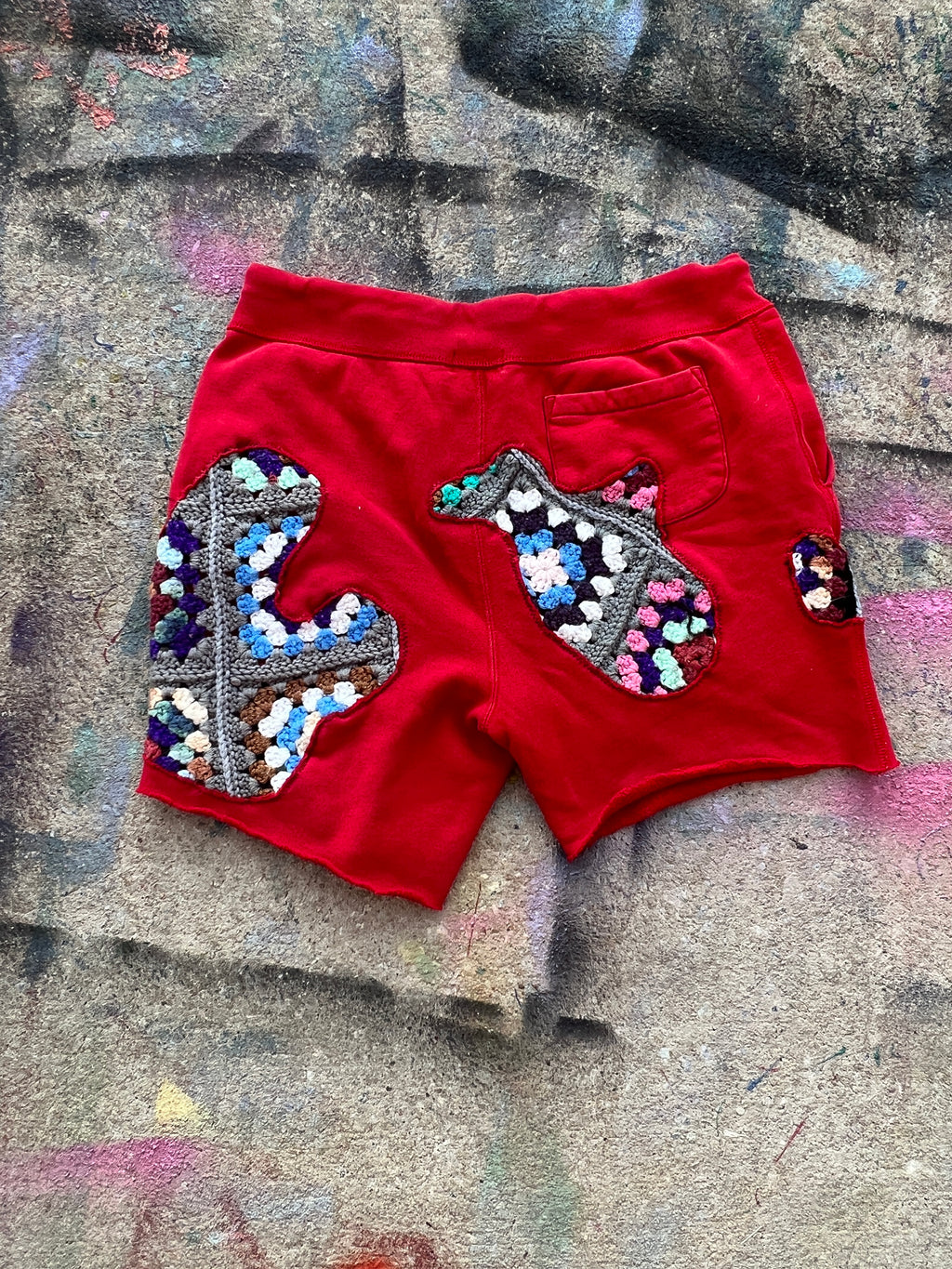 Scab Patch Sweatshorts (Red/Multicolor)- XL