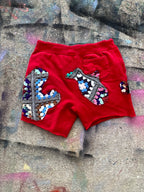 Scab Patch Sweatshorts (Red/Multicolor)- XL