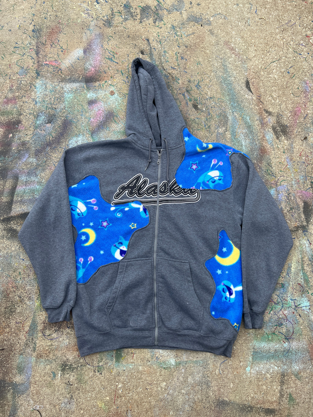 Scab Patches Zip Up Hoodie (Kitty Cat/Grey) (XXL)