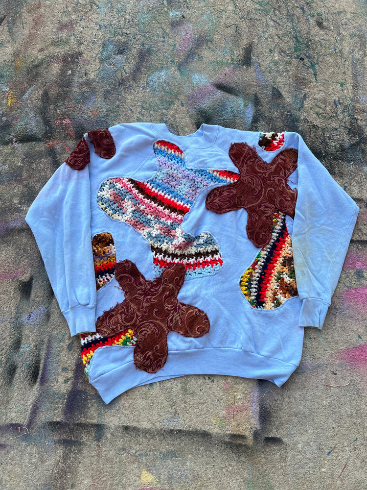 Starstruck Scab Patches Crewneck (Baby Blue/Multicolor/Gold)- XL