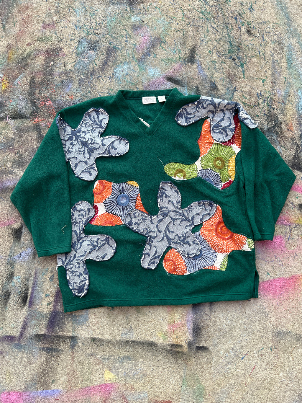 Starstruck Scab Patches Crewneck (Forest Green/Multicolor/Blue)- XL