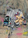 Starstruck Scab Patch Sweatshorts (Grey/Multicolor/Gold)- M