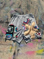 Starstruck Scab Patch Sweatshorts (Grey/Multicolor/Gold)- M