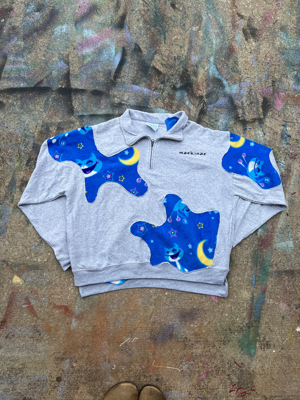 (L/S) Scab Patches Quarterzip (Kitty Cat/Grey) (L)