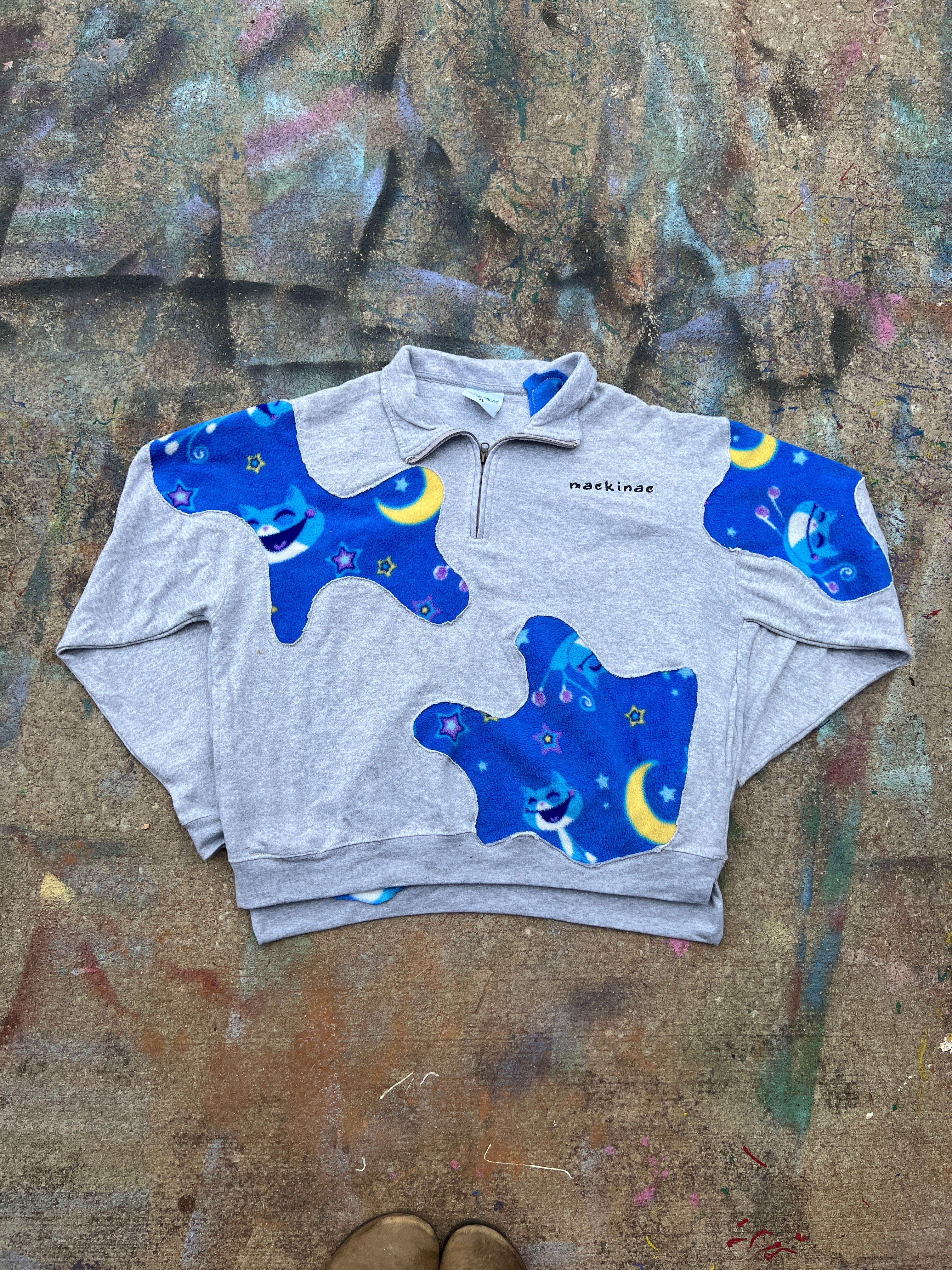 (L/S) Scab Patches Quarterzip (Kitty Cat/Grey) (L)