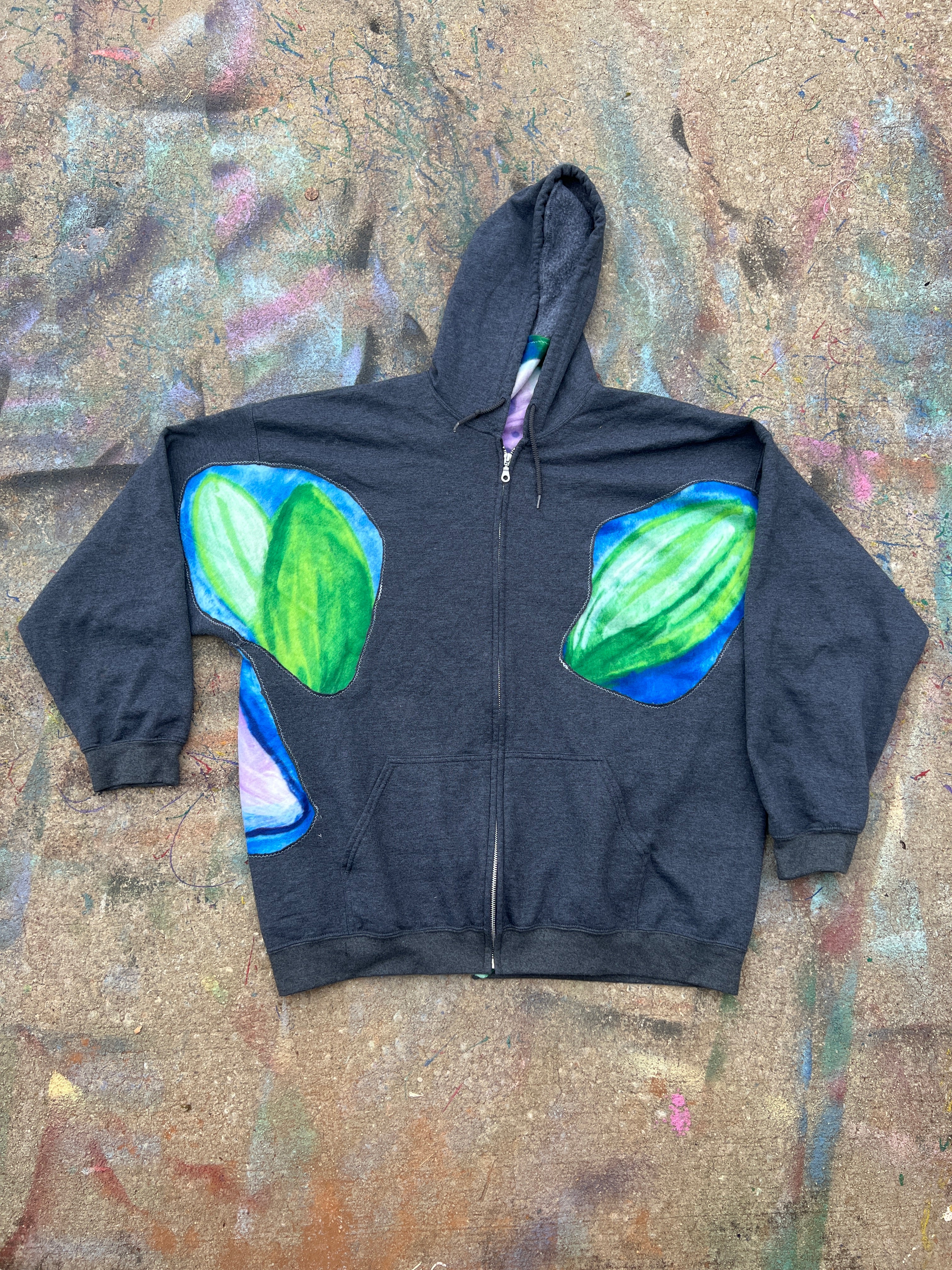 Bearded Iris See Through Zip Up Hoodie (XXL)