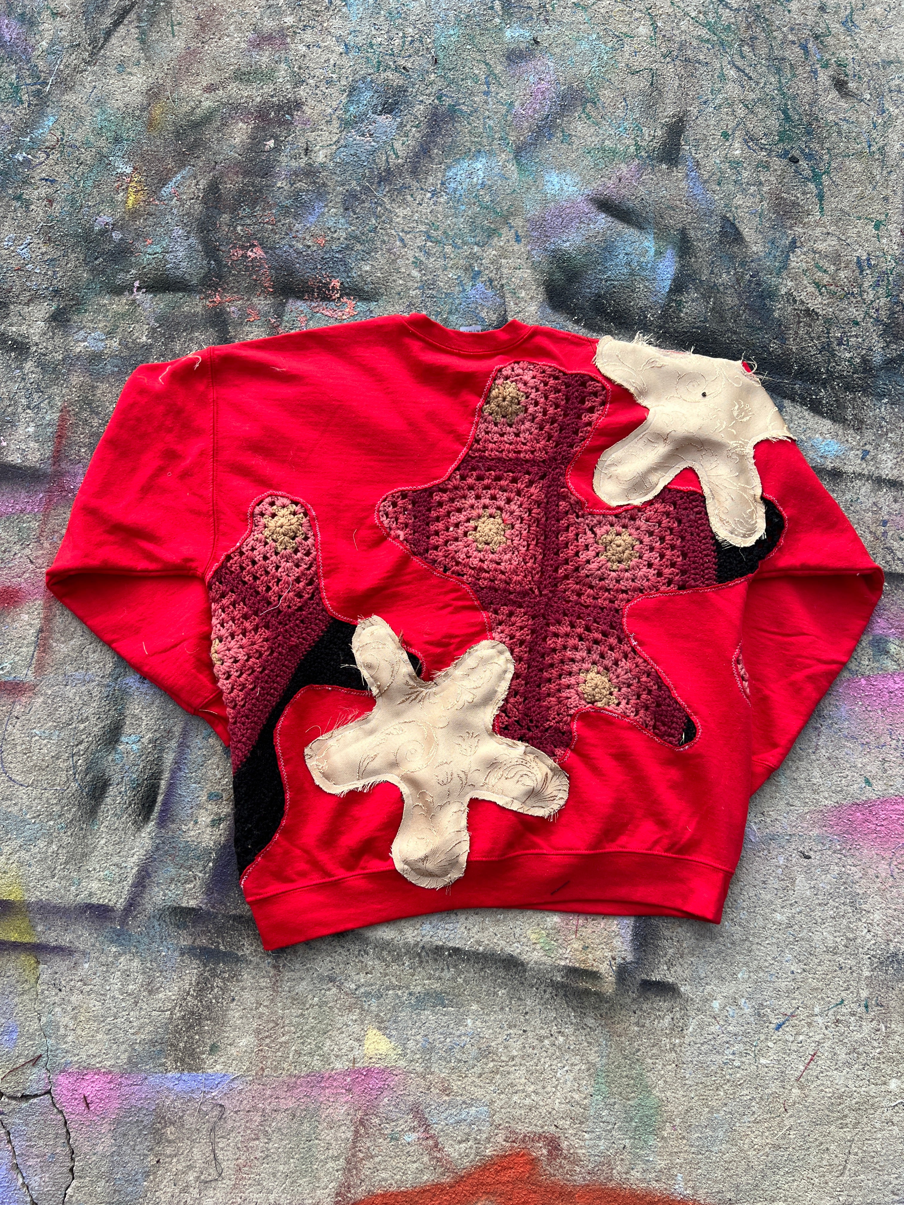 Starstruck Scab Patches Crewneck (Red/Black/Gold)- XL