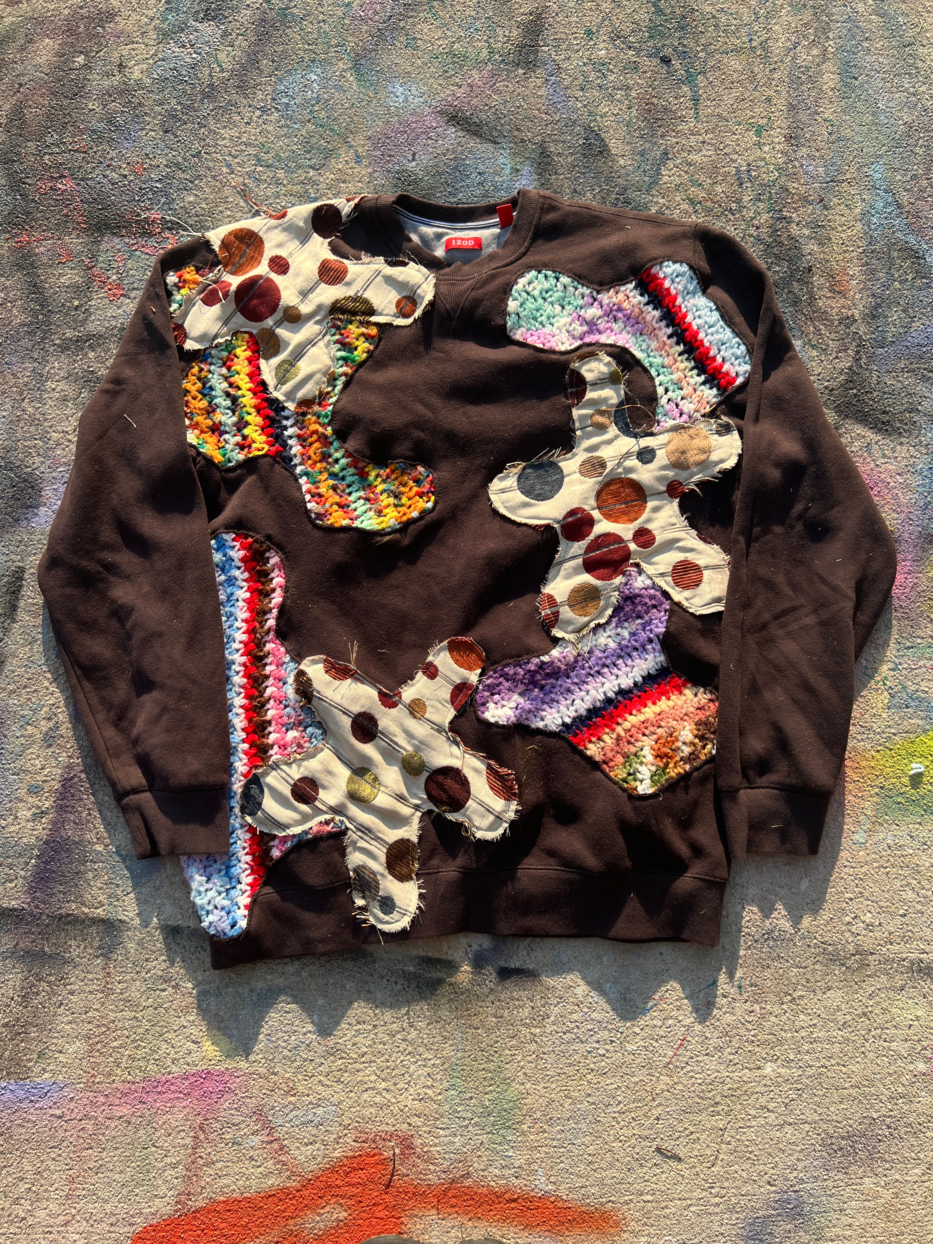 Starstruck Scab Patch Crewneck (Brown/Multicolor)- XL