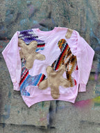 Starstruck Scab Patches Crewneck (Pink/Multicolor/Gold)- L