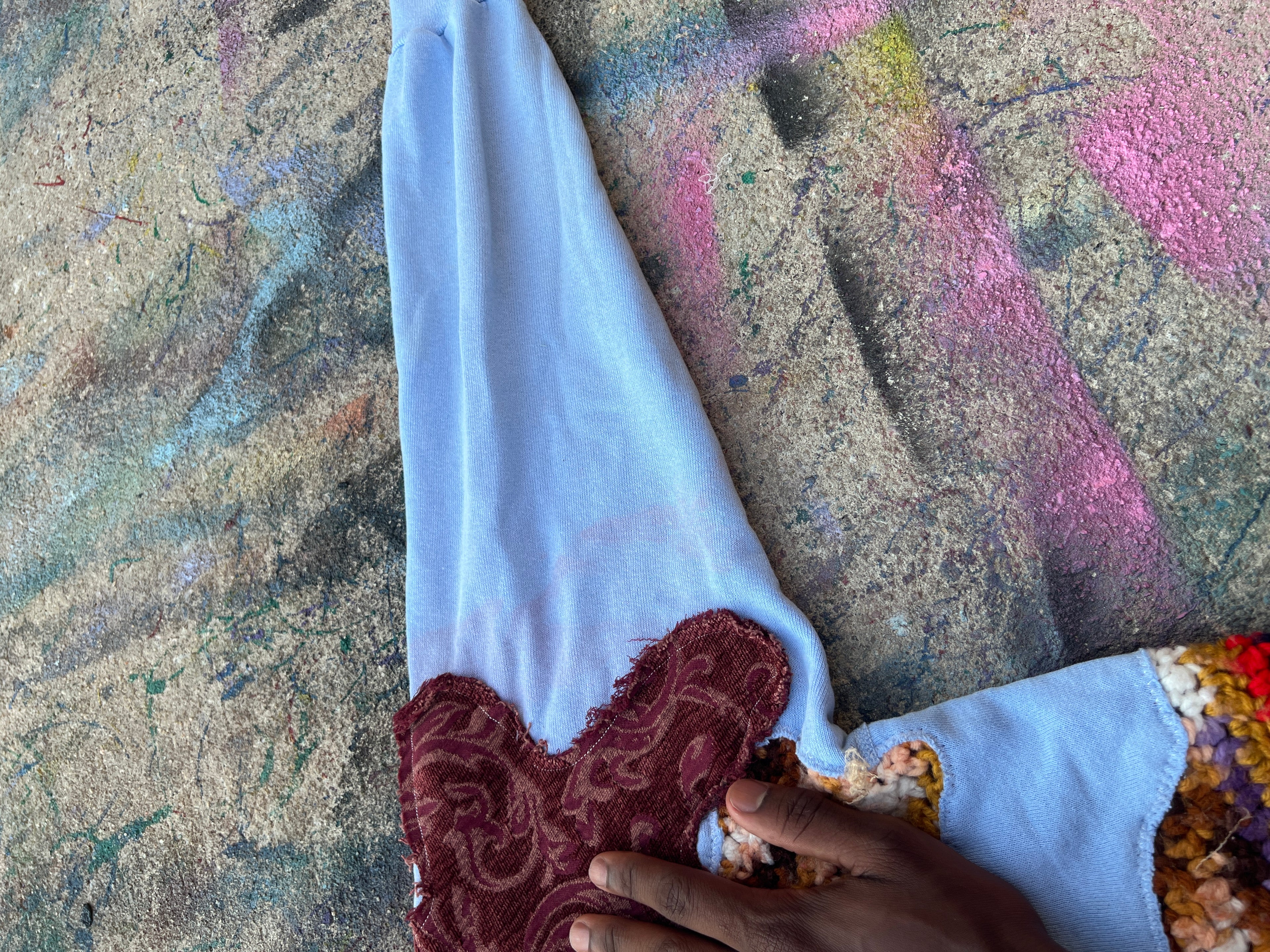 Starstruck Scab Patches Crewneck (Baby Blue/Multicolor/Gold)- XL