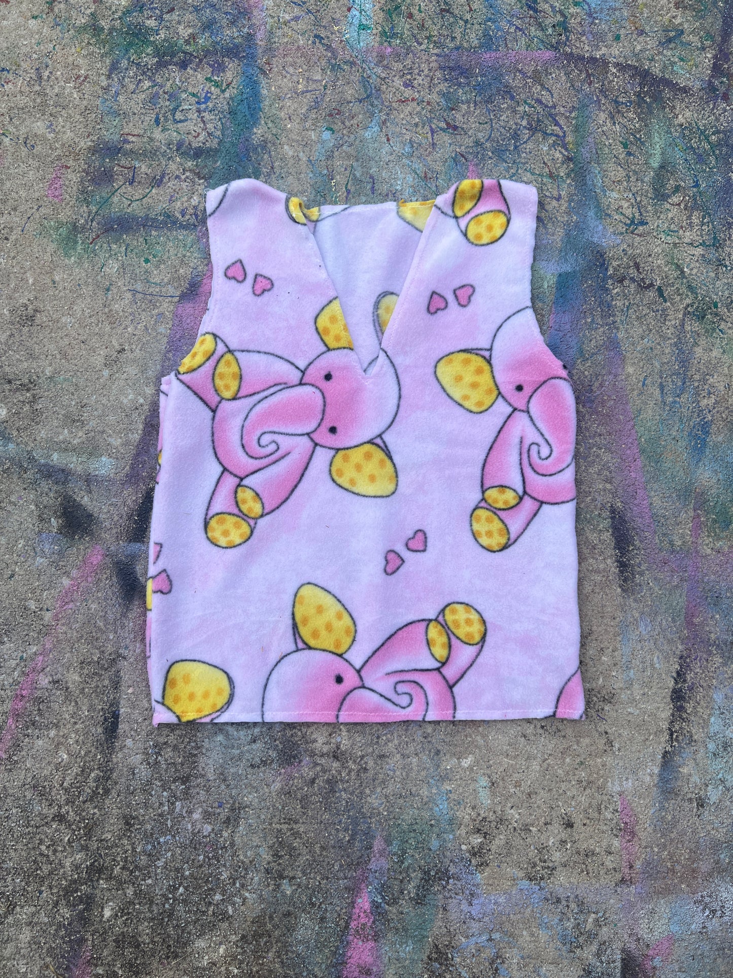 (L/S) Pink Elephant Scratch Work Sweatervest (S)
