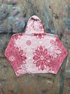 Pink/White Mismatched Tapestry Scratchwork Hoodie