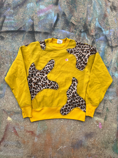 (L/S) Scab Patches Crewneck (Cheetah/Yellow)- L