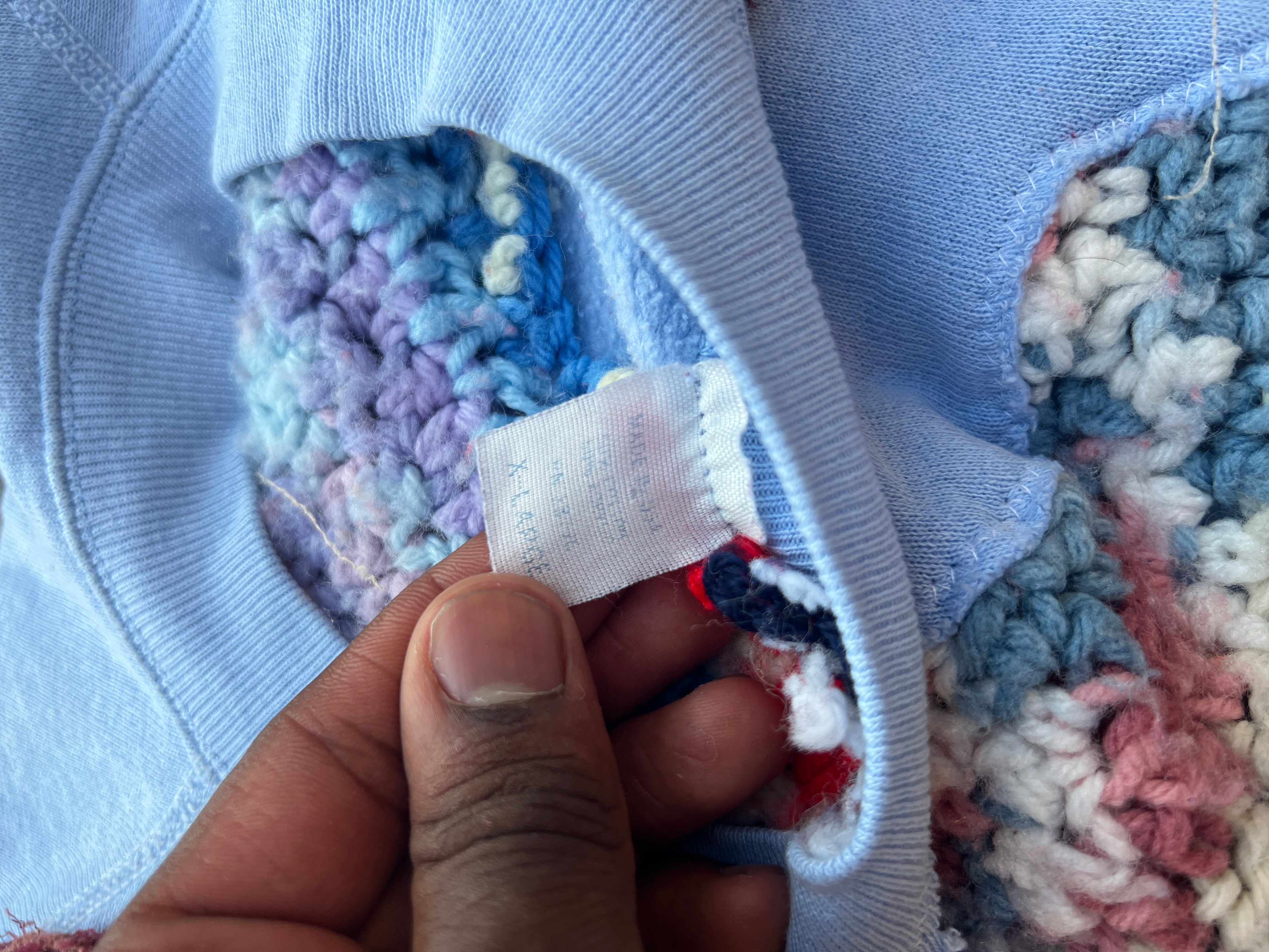 Starstruck Scab Patches Crewneck (Baby Blue/Multicolor/Gold)- XL