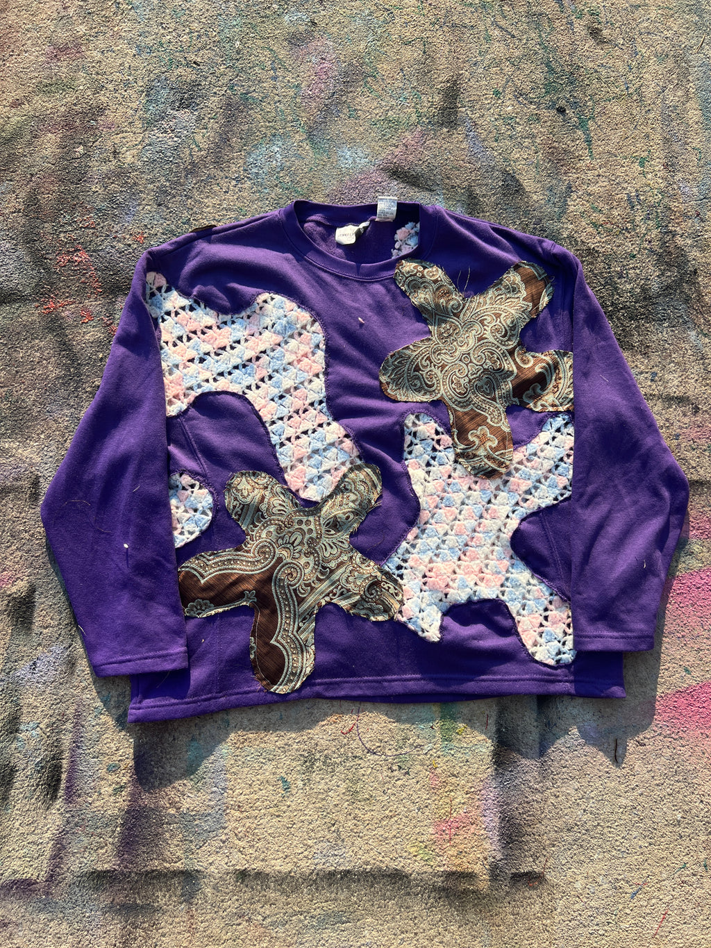 Starstruck Scab Patch Crewneck (Purple/Cotton Candy/Green)- M