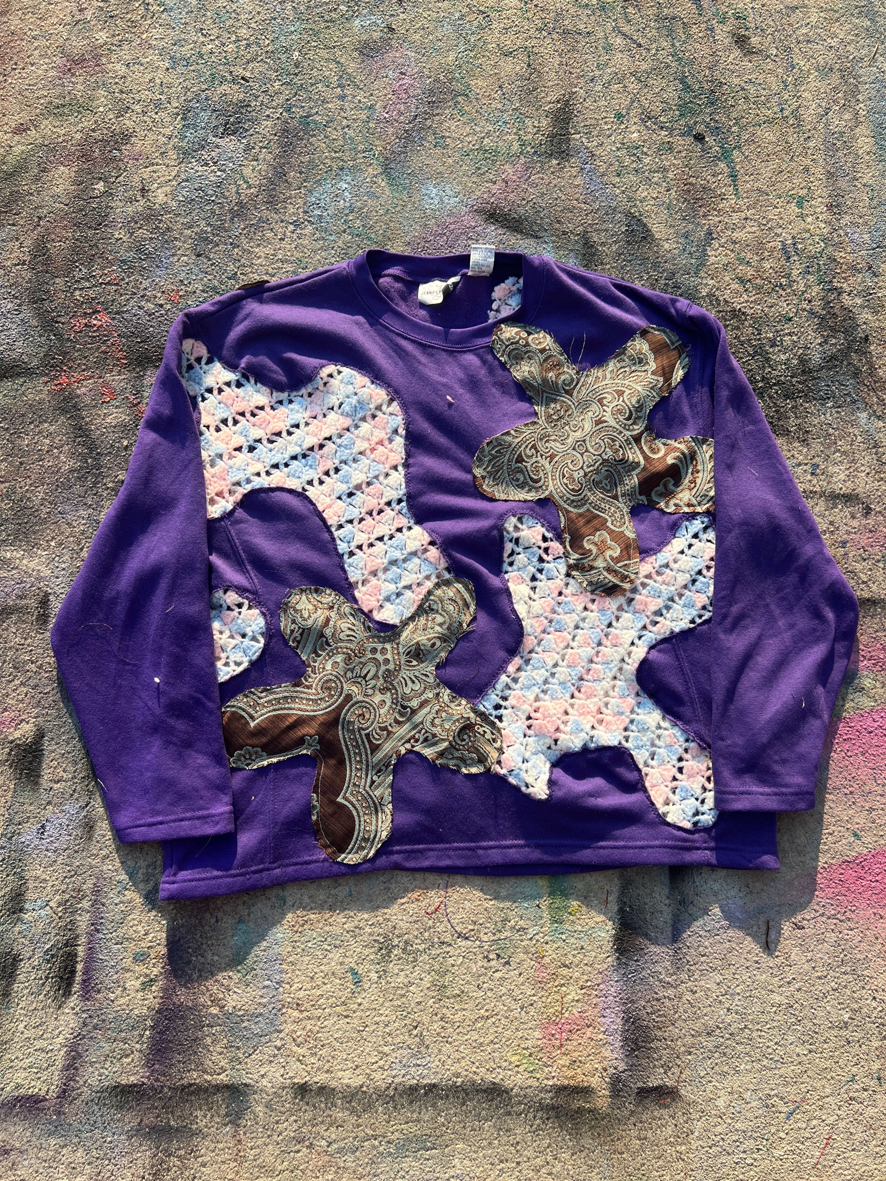 Starstruck Scab Patch Crewneck (Purple/Cotton Candy/Green)- M