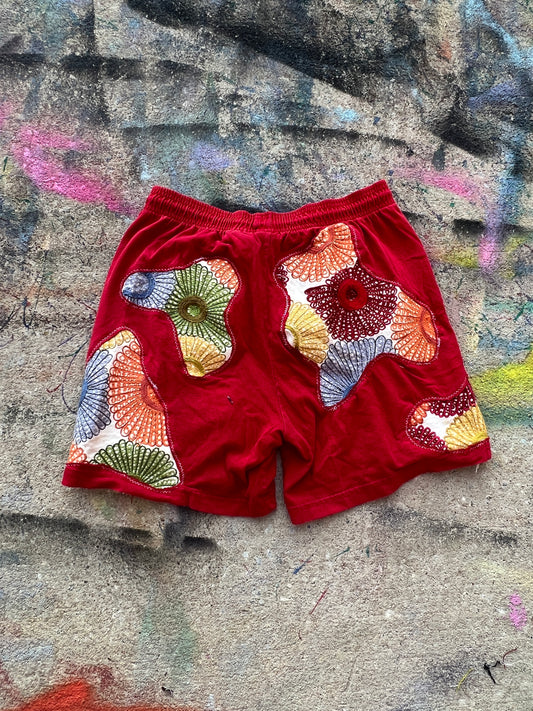 Scab Patch Sweatshorts (Red/Multicolor)- M