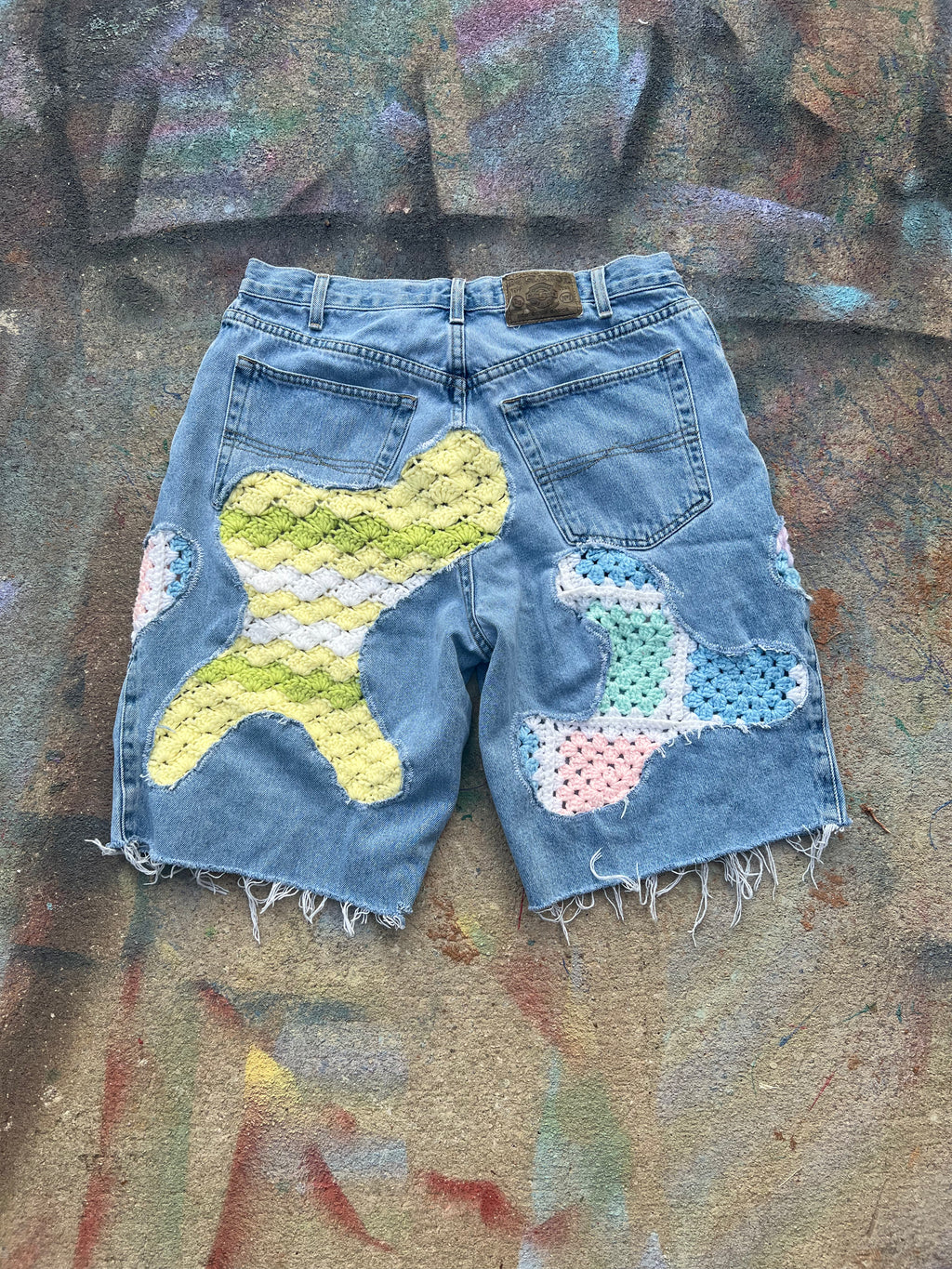 Scab Patches Jean Shorts (Multicolor/Light Wash) - 33