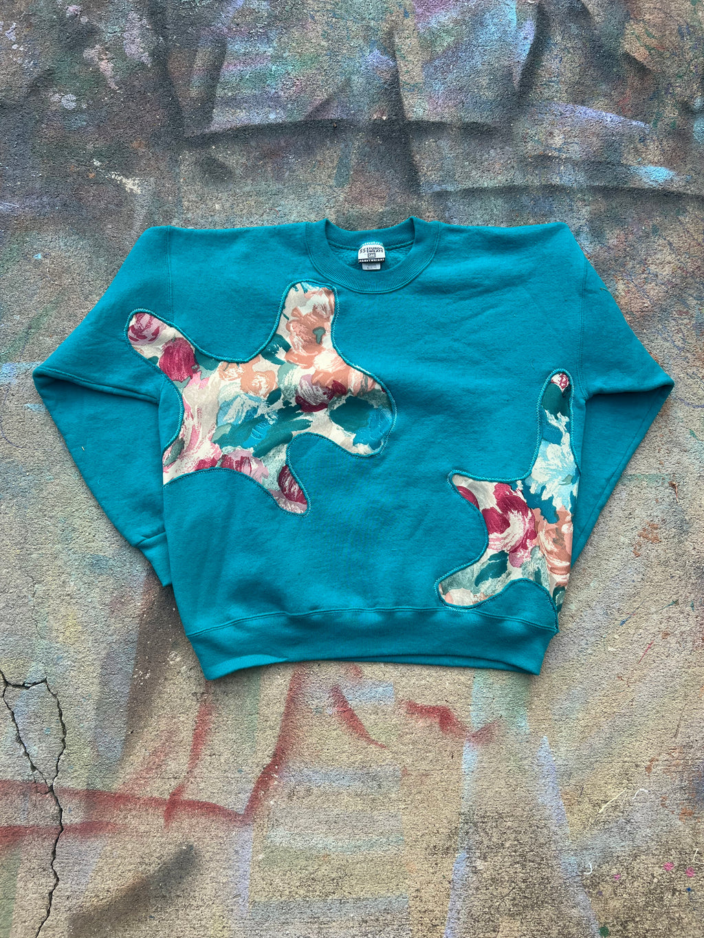 Scab Patches Crewneck (Multicolor/Teal)- L