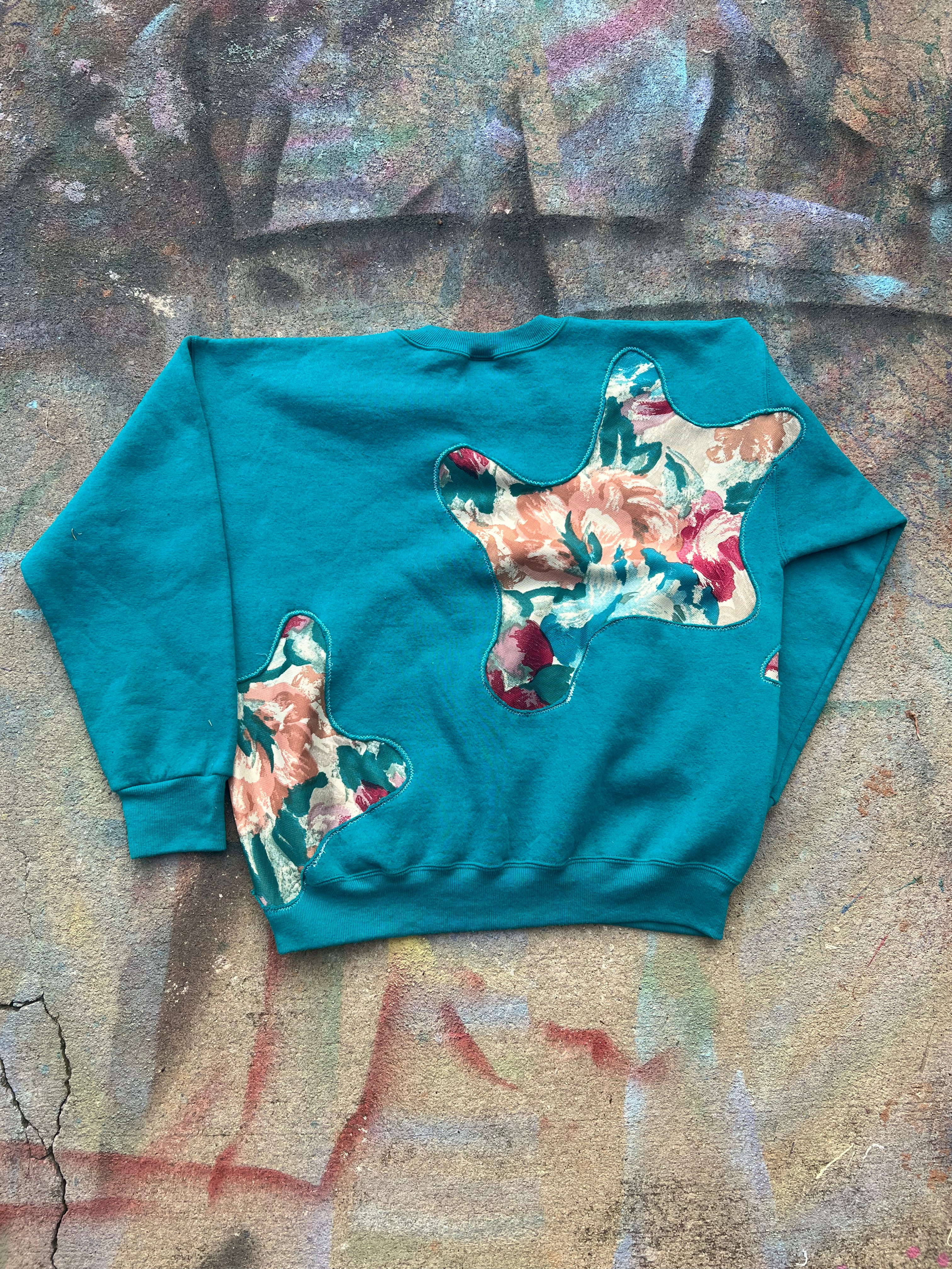 Scab Patches Crewneck (Multicolor/Teal)- L