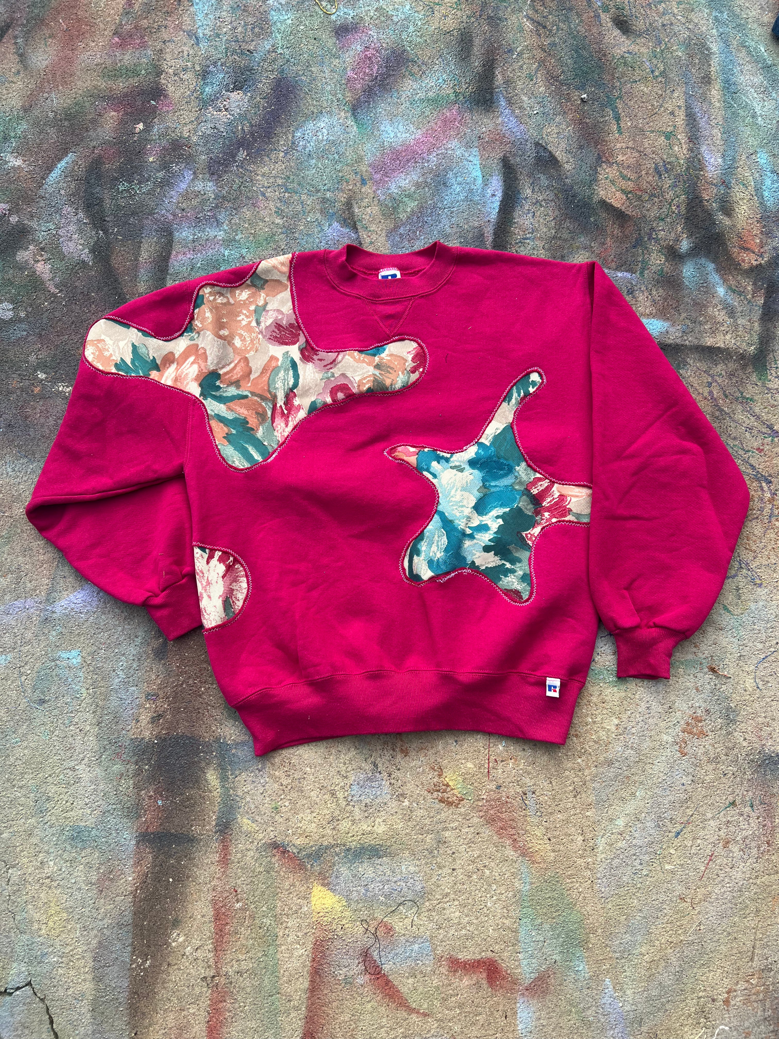 Scab Patches Crewneck (Multicolor/Fuschia)- L