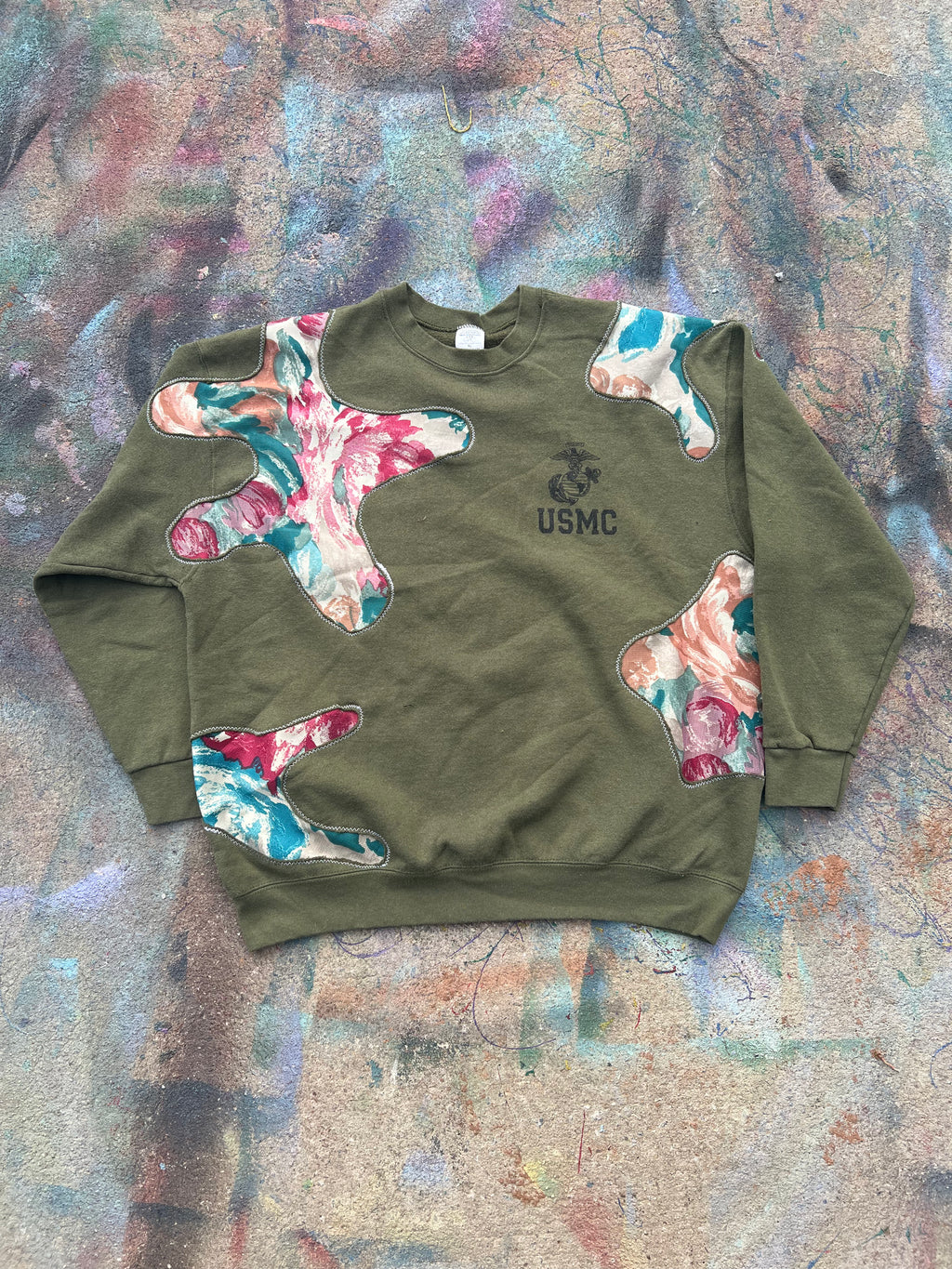Scab Patches Crewneck (Multicolor/Olive)- XL