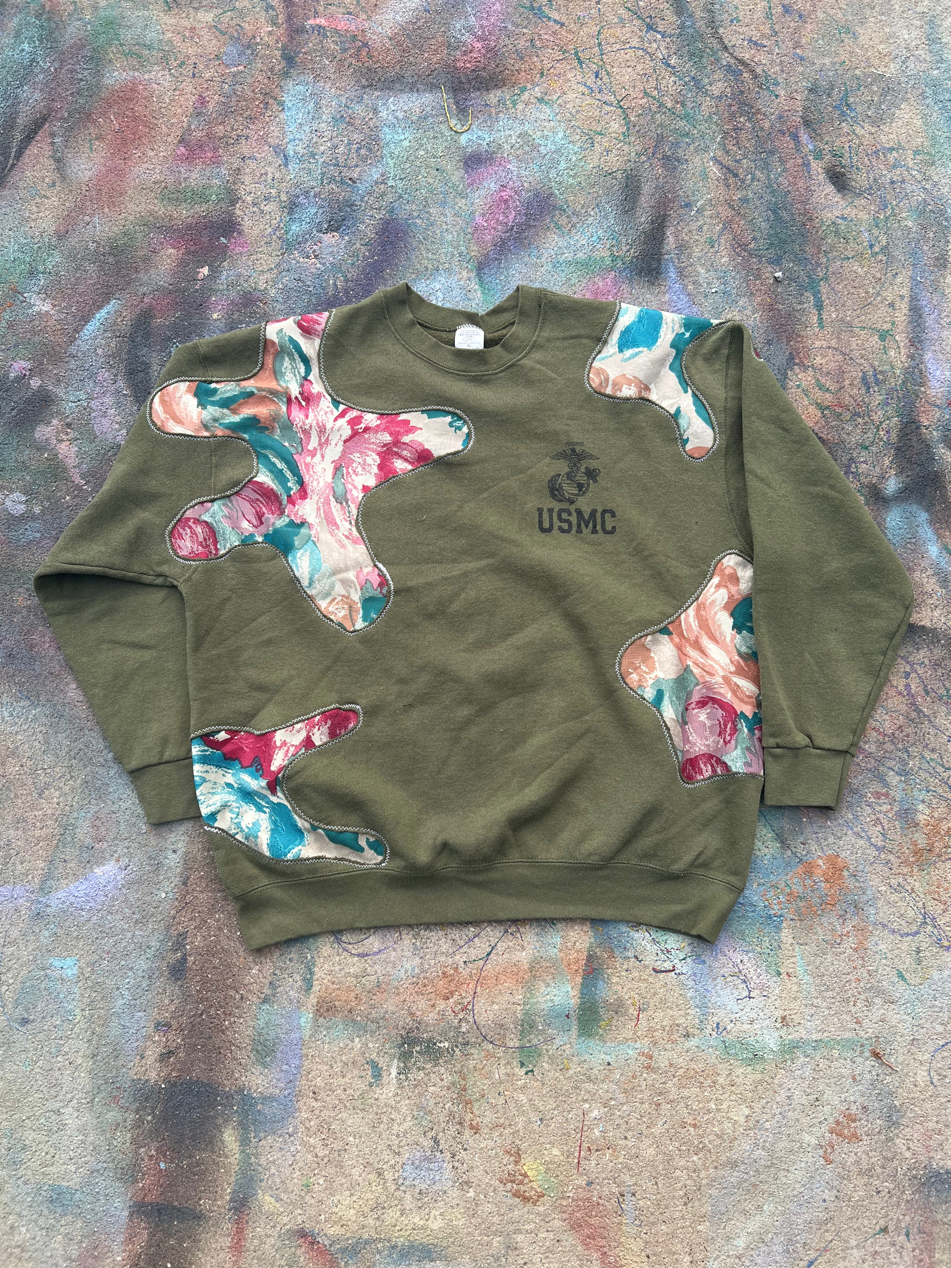 Scab Patches Crewneck (Multicolor/Olive)- XL