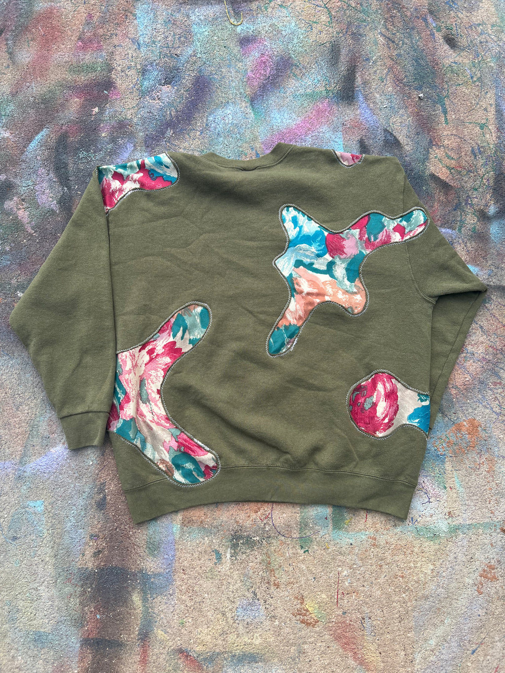 Scab Patches Crewneck (Multicolor/Olive)- XL