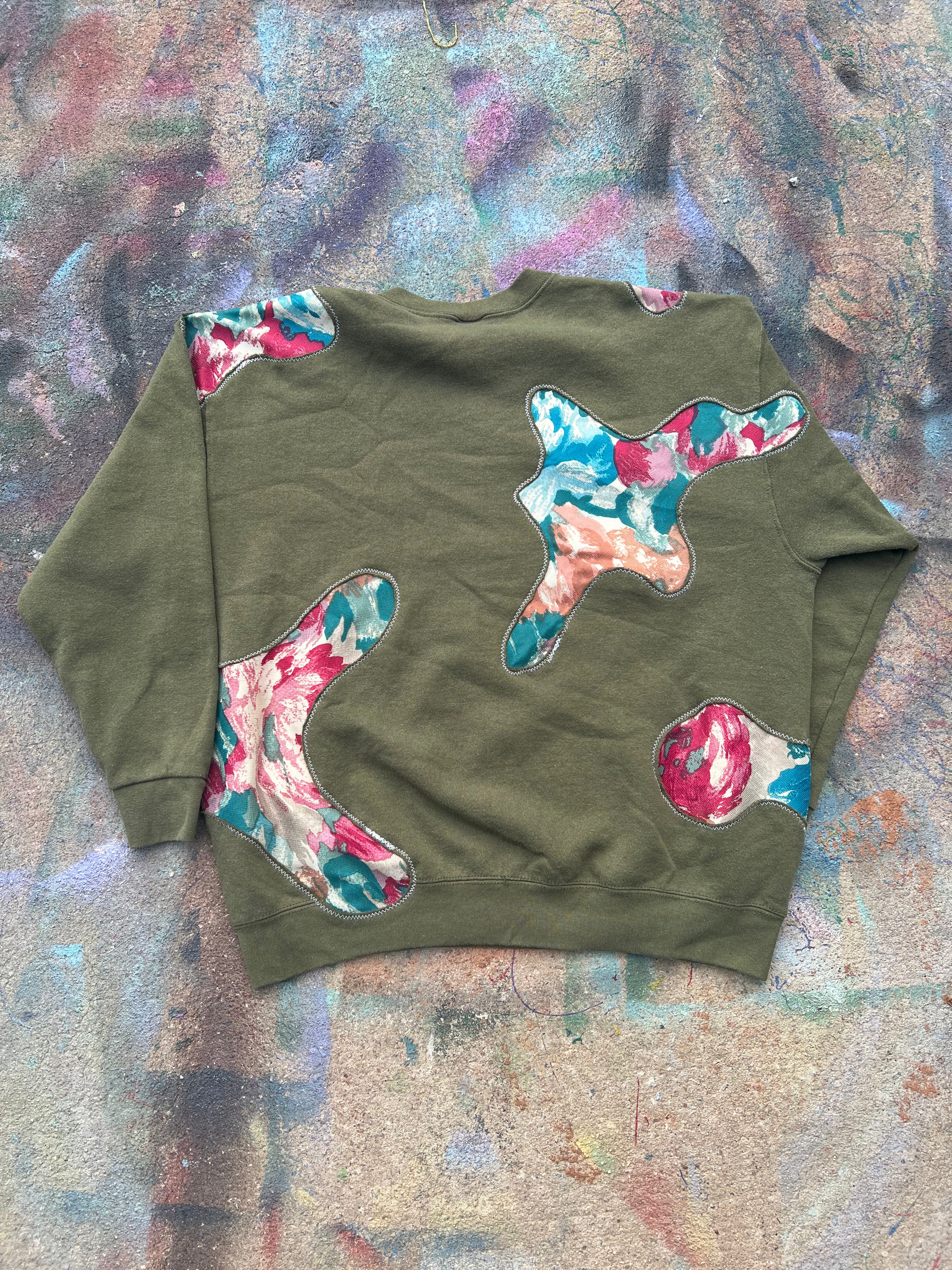 Scab Patches Crewneck (Multicolor/Olive)- XL