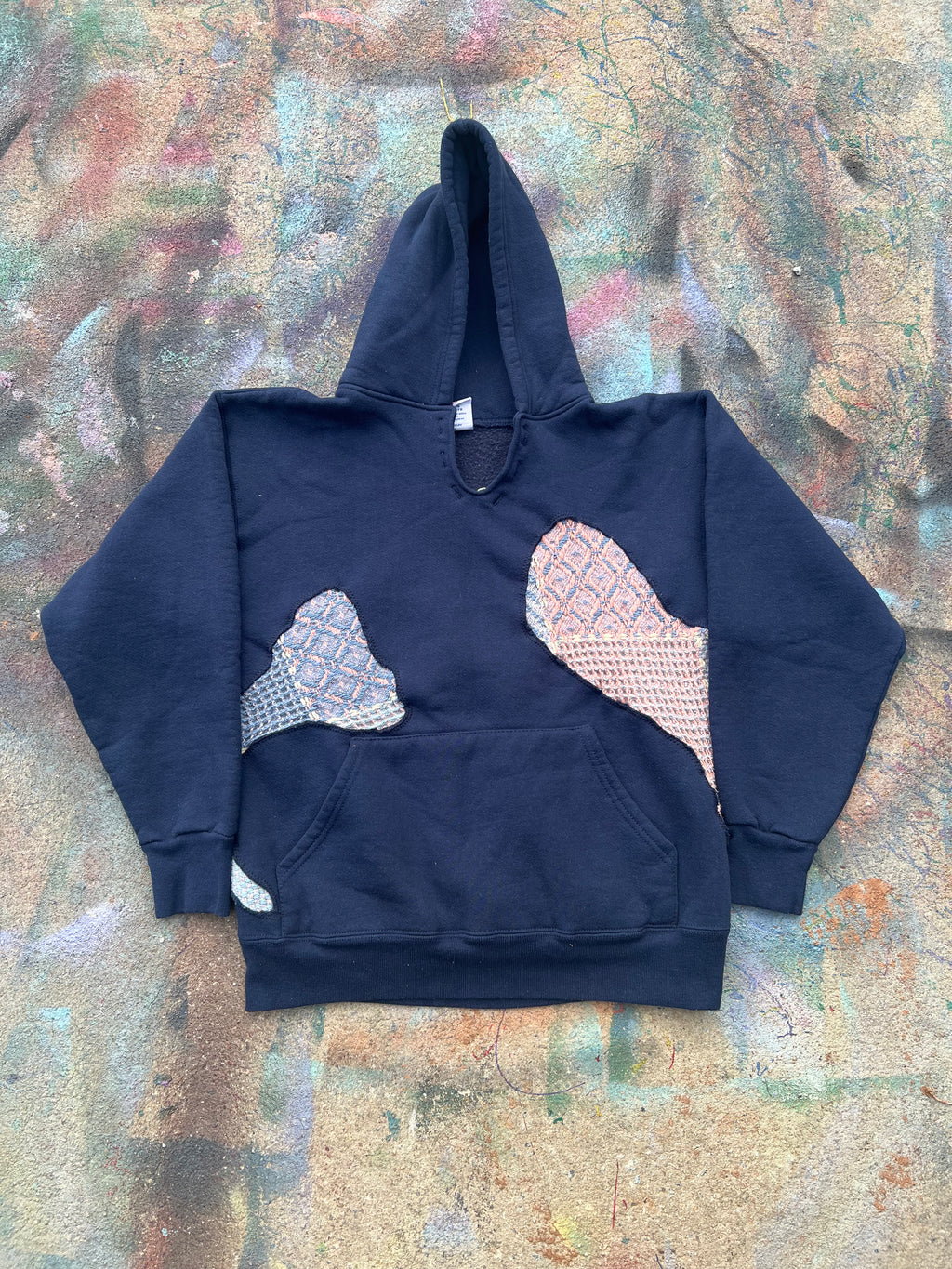 Scab Patches Hoodie (Multicolor/Navy)- M