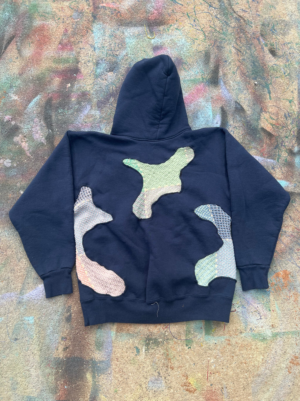 Scab Patches Hoodie (Multicolor/Navy)- M
