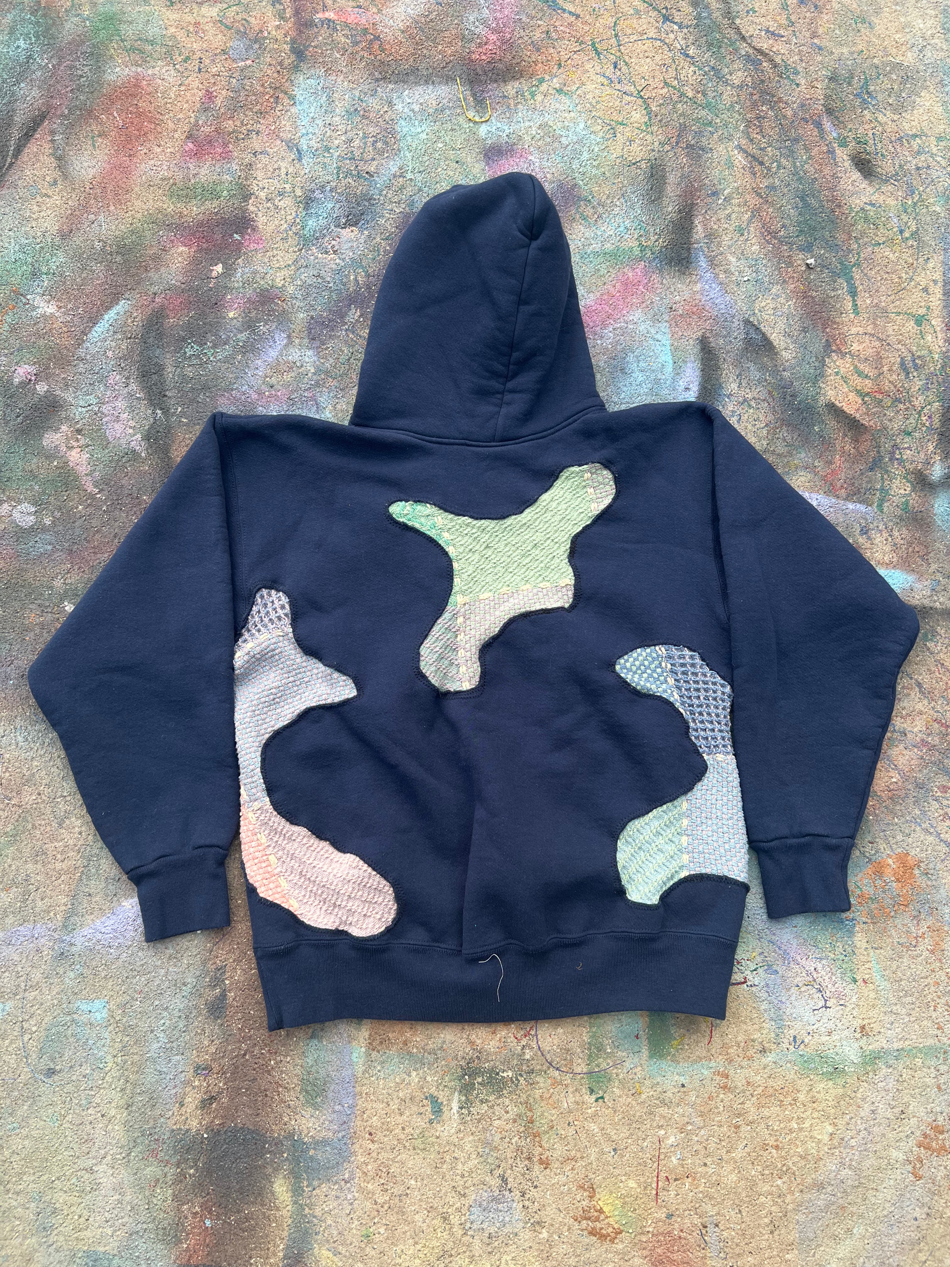 Scab Patches Hoodie (Multicolor/Navy)- M
