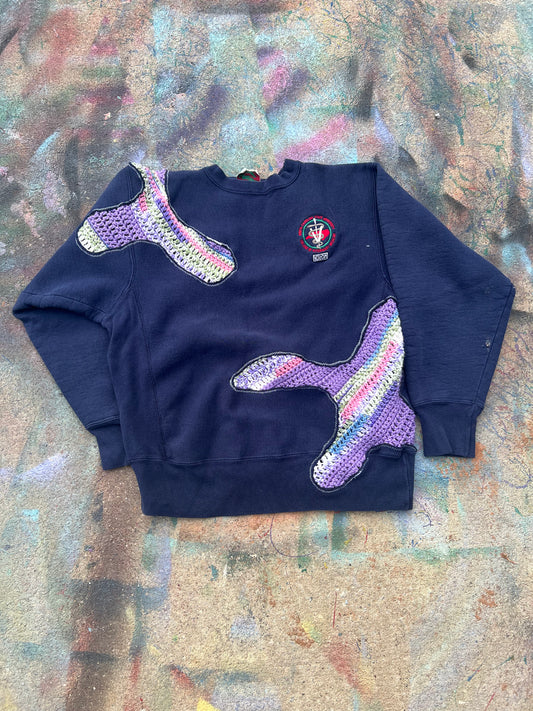 (LS) Scab Patches Crewneck (Multicolor/Navy)- M