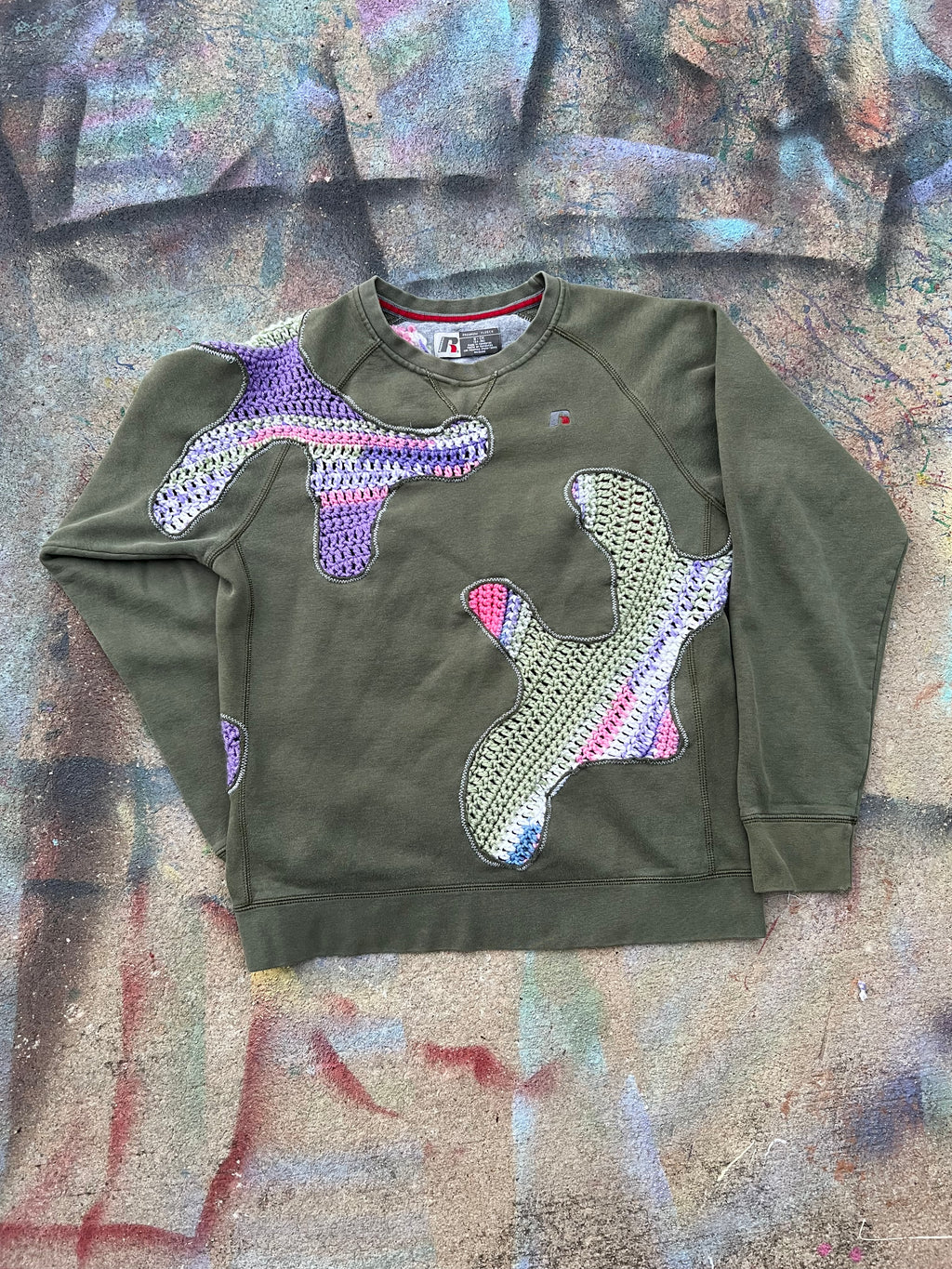 Scab Patches Crewneck (Multicolor/Olive)- S