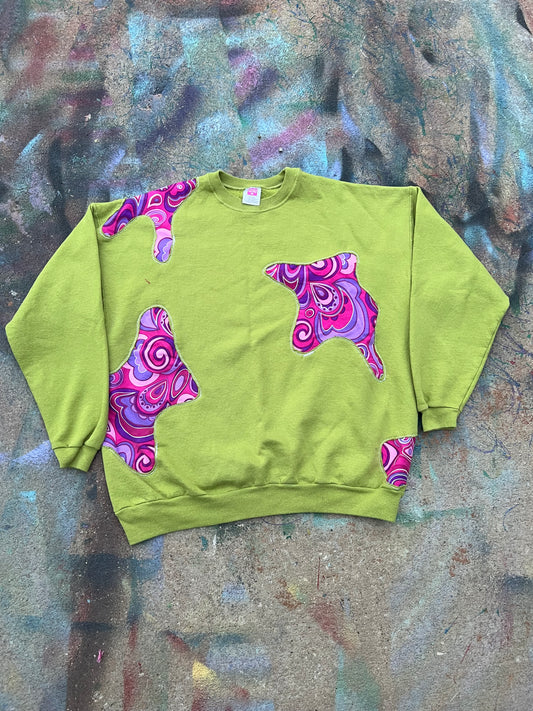 Scab Patches Crewneck (Pink/Purple/Light Green)- L