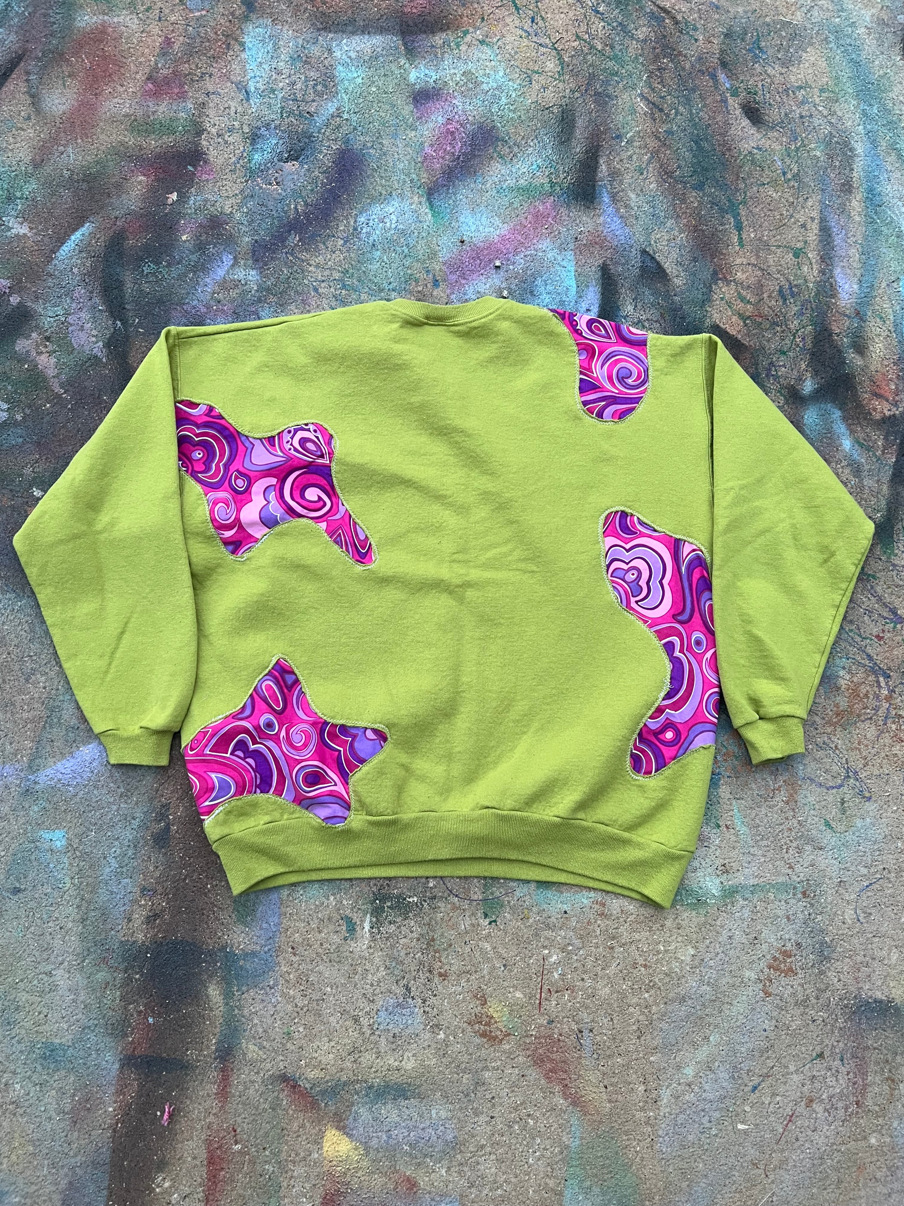Scab Patches Crewneck (Pink/Purple/Light Green)- L