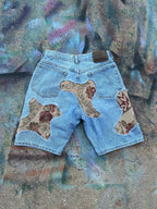 Scab Patches Jean Shorts (Tan/Red/Light Wash) - 28