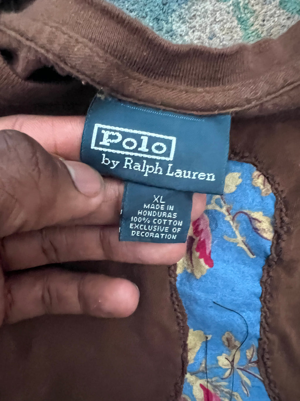 (LS) Scab Patches Long-Sleeve Shirt (Baby Blue/Brown)- XL