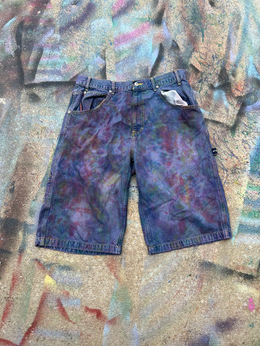 (LS) Tye Dye Jean Carpenter Shorts (Multicolor) - 36