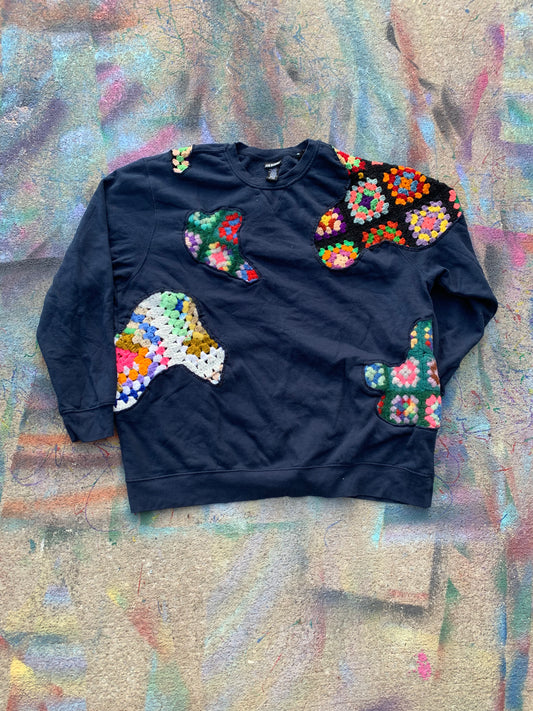 Scab Patches Crewneck (Multicolor/Navy)- XL