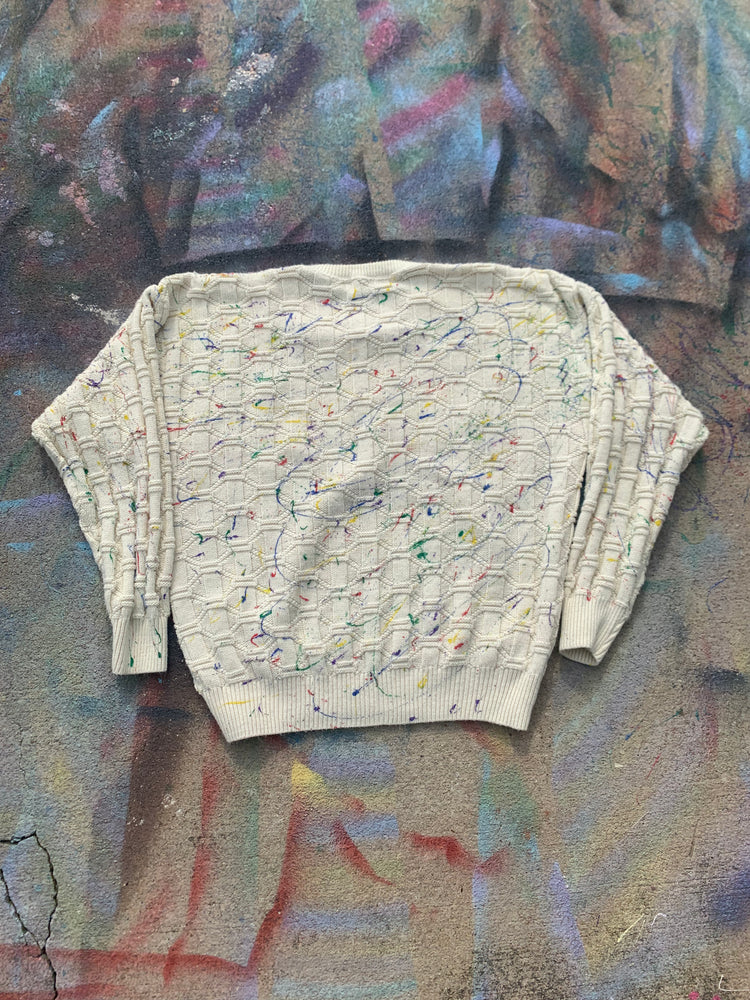 Wäne Wear Paint Scatter Crewneck (Multicolor/White)- XL