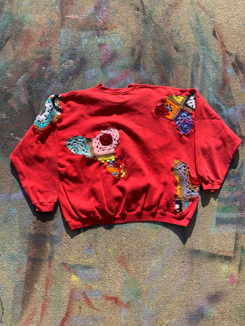 Scab Patches Crewneck (Multicolor/Red)- XXXL